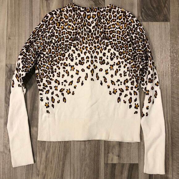 Karen Kane S Animal Print on Ivory Smooth Knit Cardigan Sweater IMMACULATE! - Picture 5 of 15